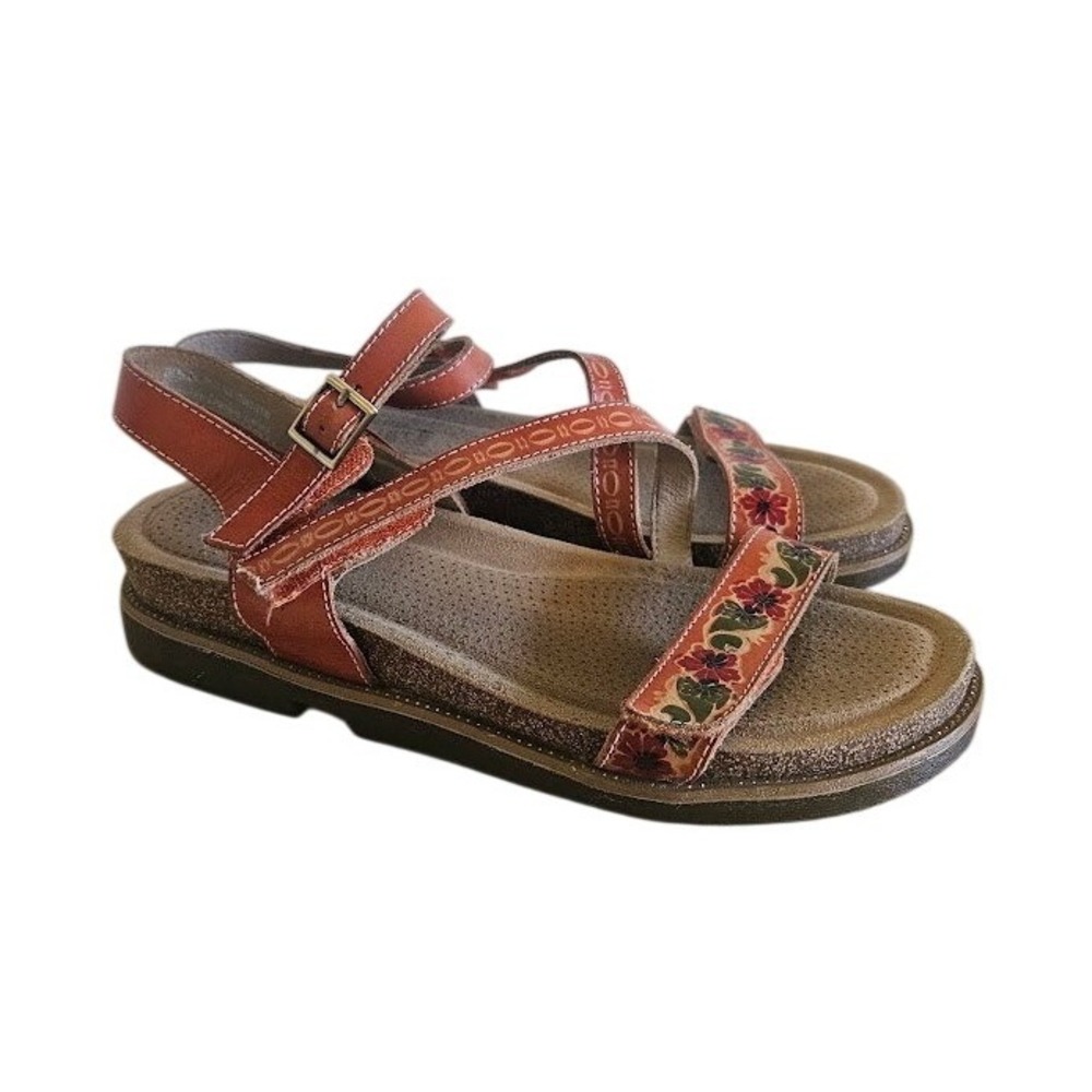 L'Artiste 10.5-11 EU 42 Leather Spring Step Orange Dialog Adjustable Sandals
